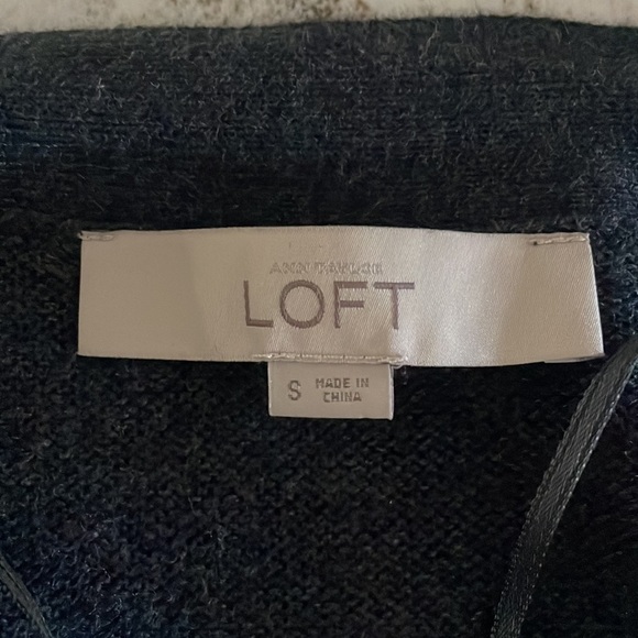 Loft Tie Cuff Open Cardigan Gray/Slate Blue S - Picture 6 of 7